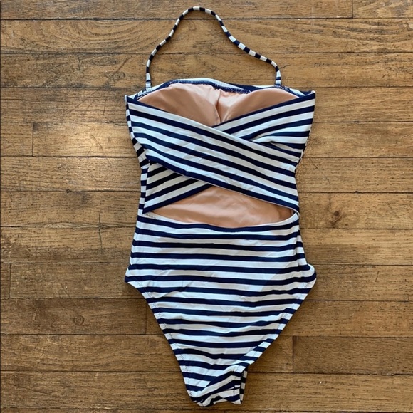 Cross-back bandeau one-piece in classic stripe- size 2 - Picture 4 of 4